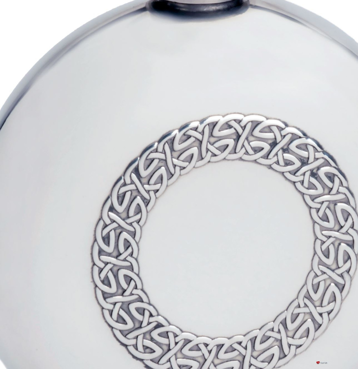 4oz Round Pewter Hip Flask with Embossed Celtic Ring Design Ideal Gift