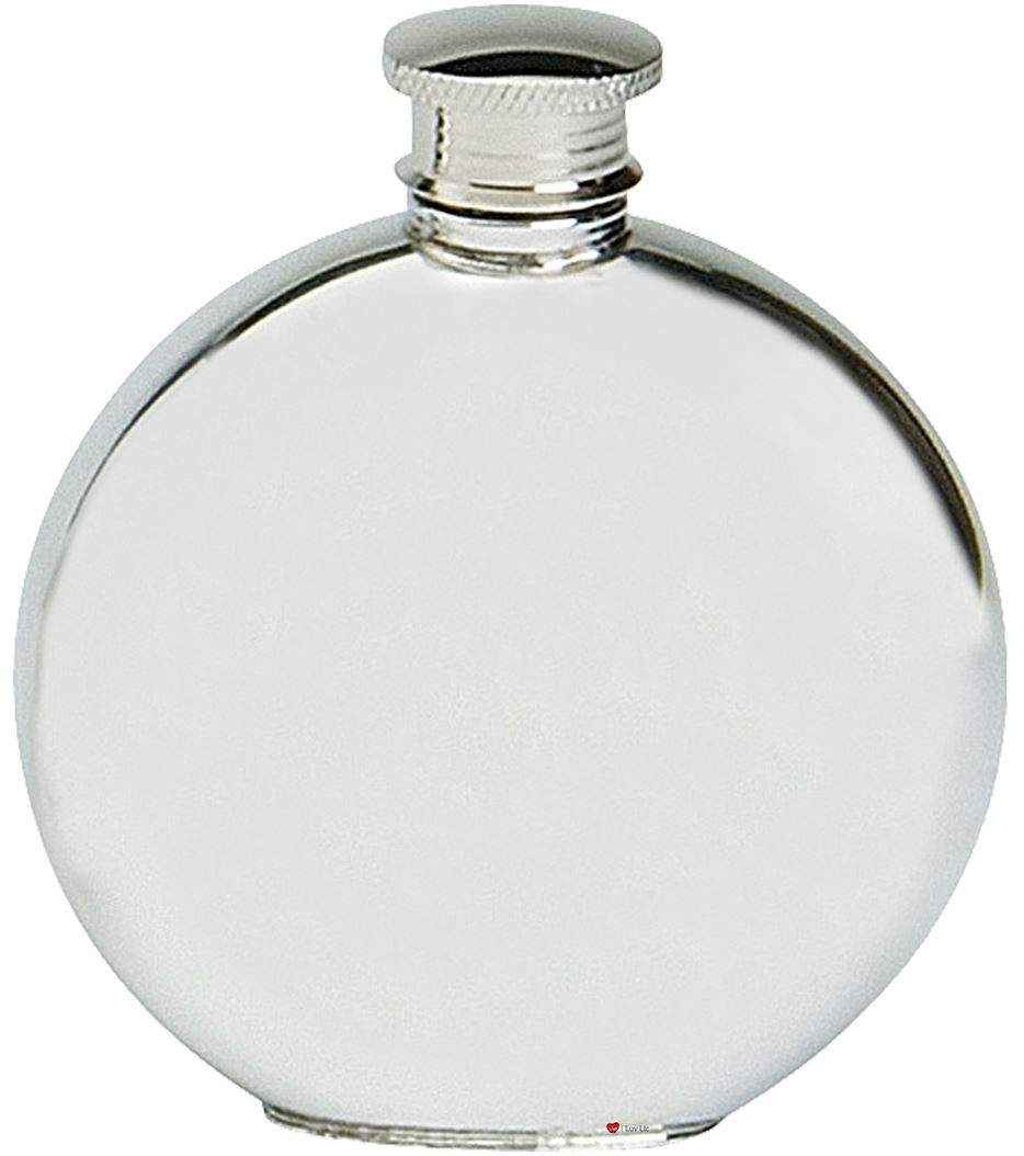 Pewter Hip Flask Thistle Scotland Round 6oz Screw Top Engravable On Back Great Gift