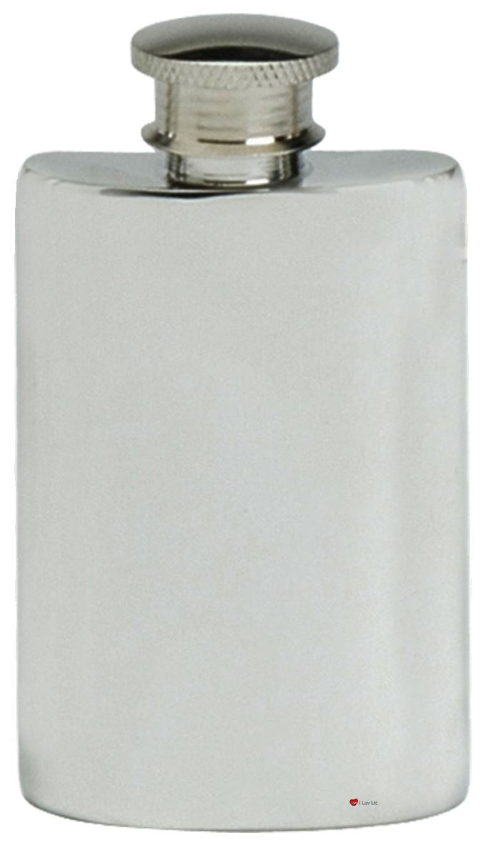 Plain Hip Flask 2oz Kidney Shape Pewter Ideal Gift for Engraving Screw Top Ideal Gift