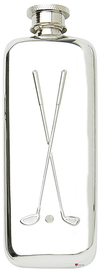 Golf Gift Golf Clubs and Ball Design Pewter Boot Flask, 3oz Ideal for Engraving Great Gift