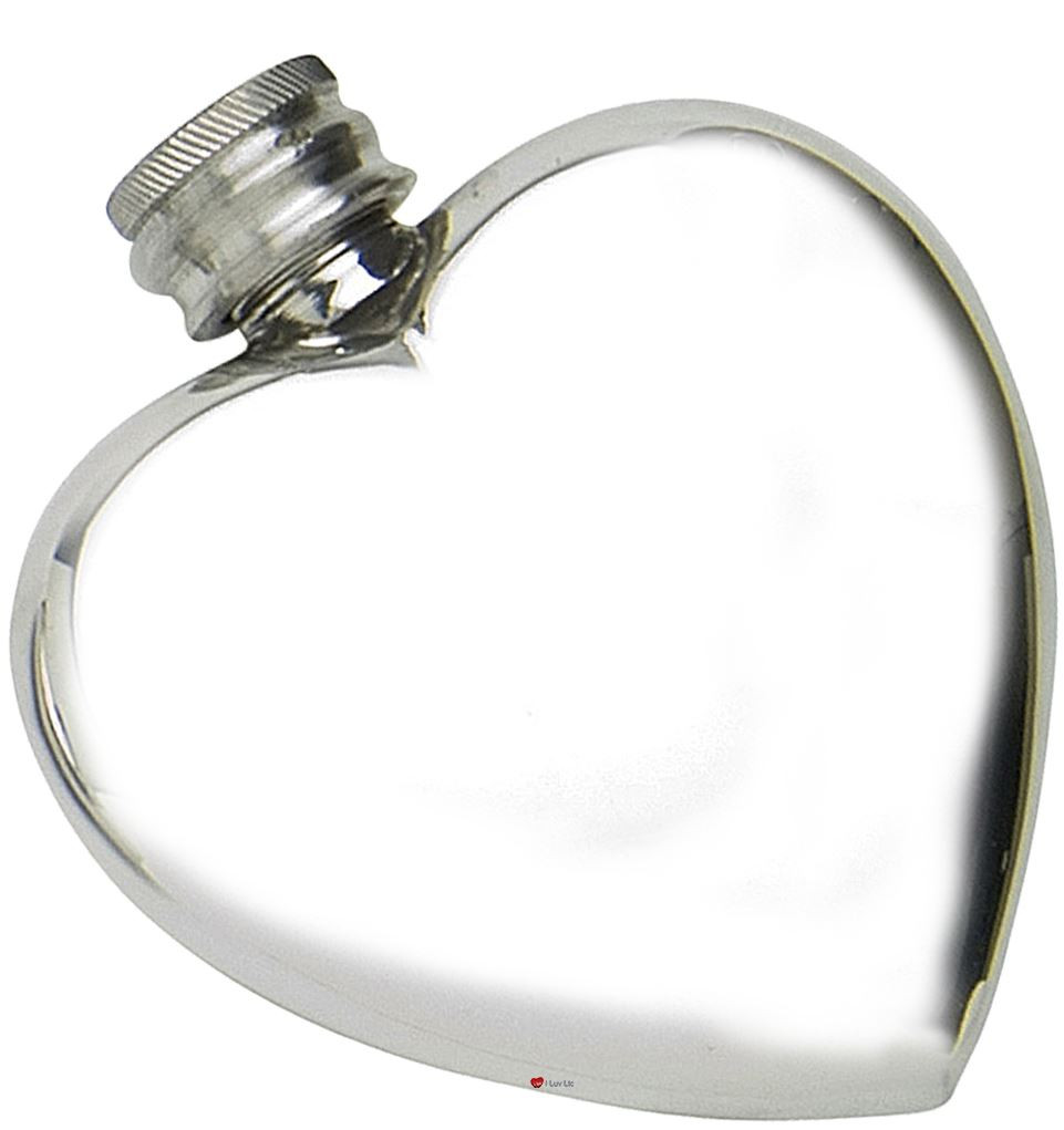 Love Heart Liquor Flask, 3oz Pewter Pocket Flask with Polished Finish Great Gift