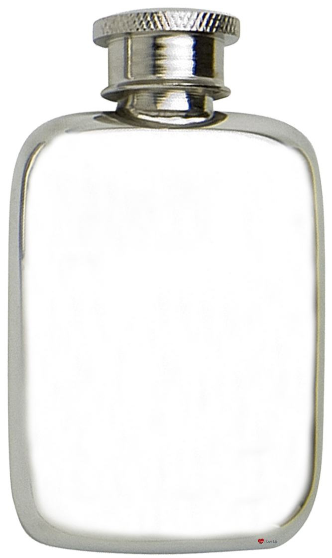 Small Pewter Hip Flask Plain Design With Touch Mark Screw Top 1.5oz Great Personal Gift