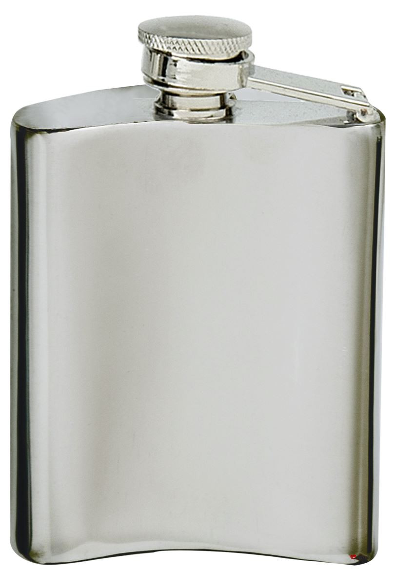 Plain Pewter Hip Flask 6oz Plain Polished Finish Engravable Captive Screw Top Great Gift