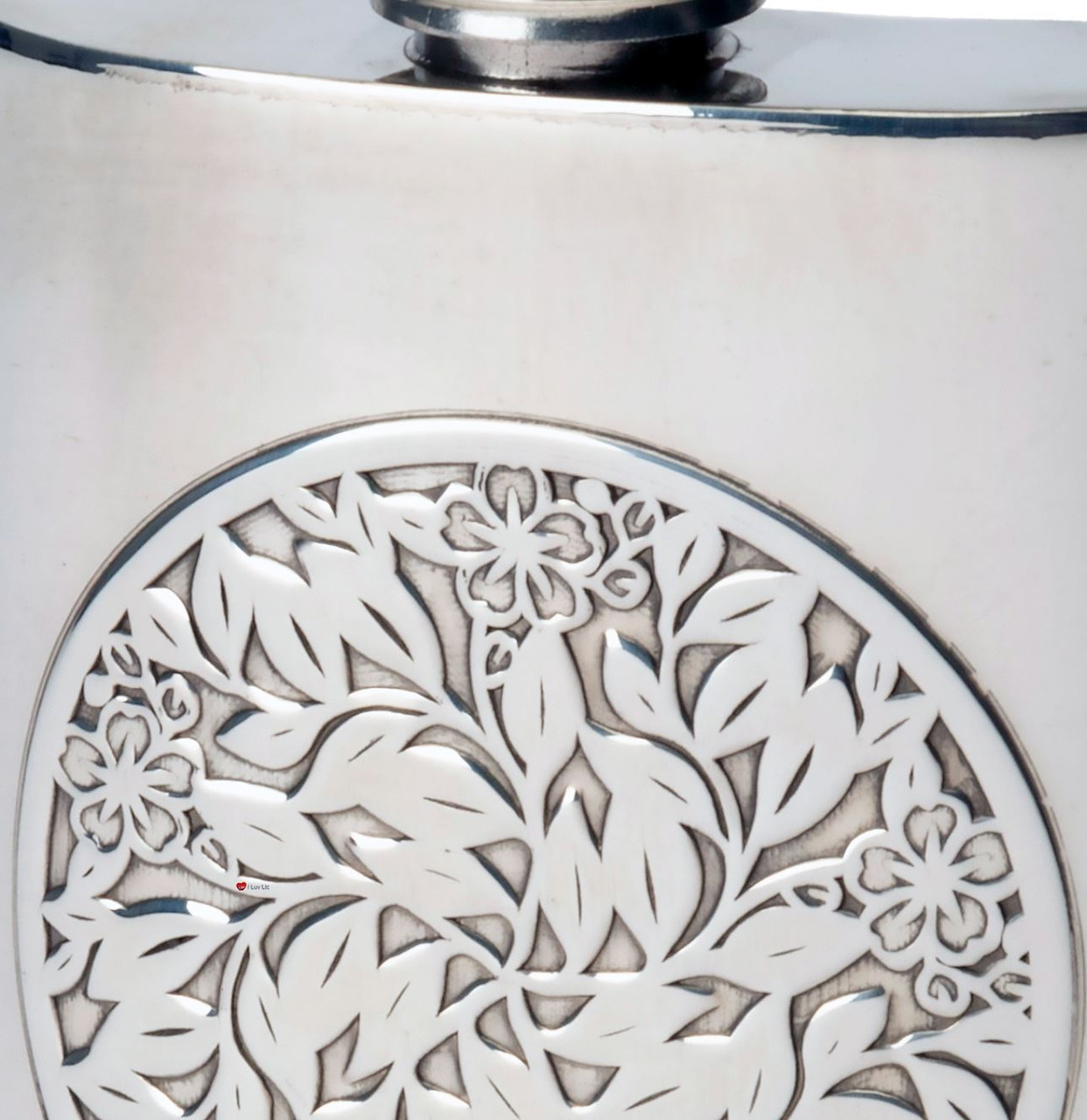 4oz Pewter Hip Flask With Flower and Leaf Embossed Design Ideal Gift