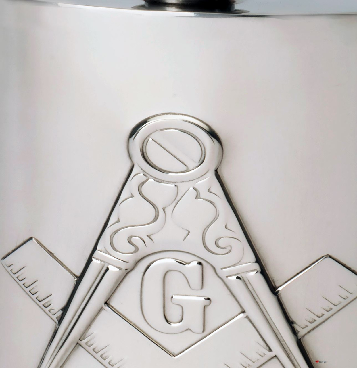 Embossed Masonic 6oz Hip Flask Wedding Gift Kidney Shape Engravable Screw Top