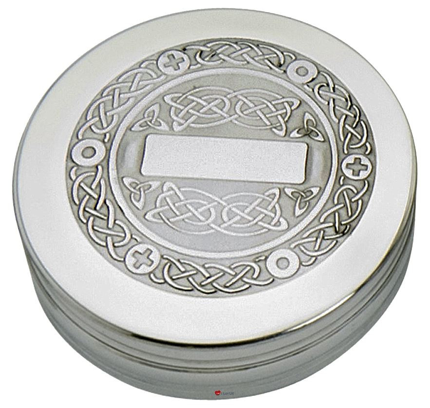 Trinket Box Pewter Large Celtic Wire Design on Lid 90mm
