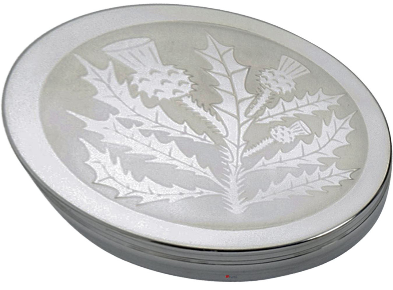 Trinket Box Pewter Large Classic Scottish Thistle Design on Lid 90mm