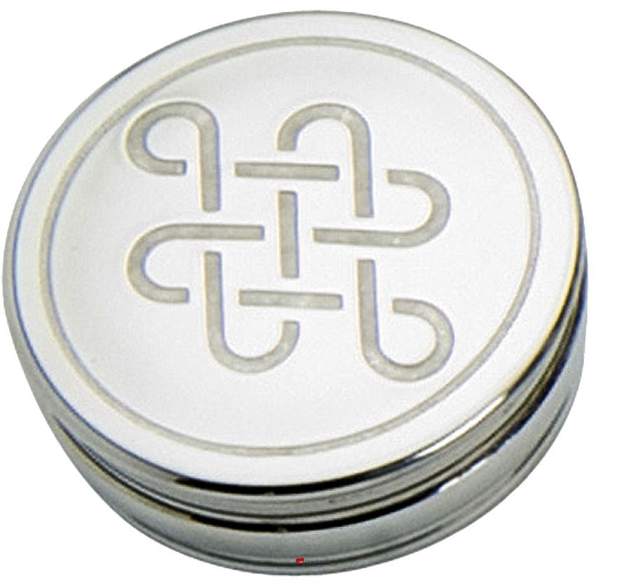 Trinket Box Pewter Round with Abstract Celtic Knot Motif on Lid 50mm