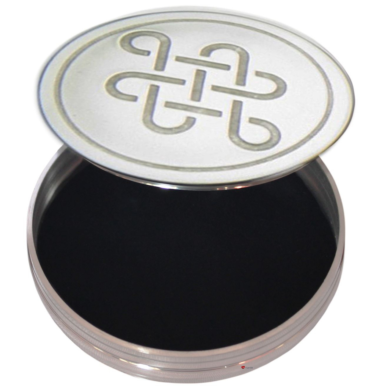 Trinket Box Pewter Round with Abstract Celtic Knot Motif on Lid 50mm