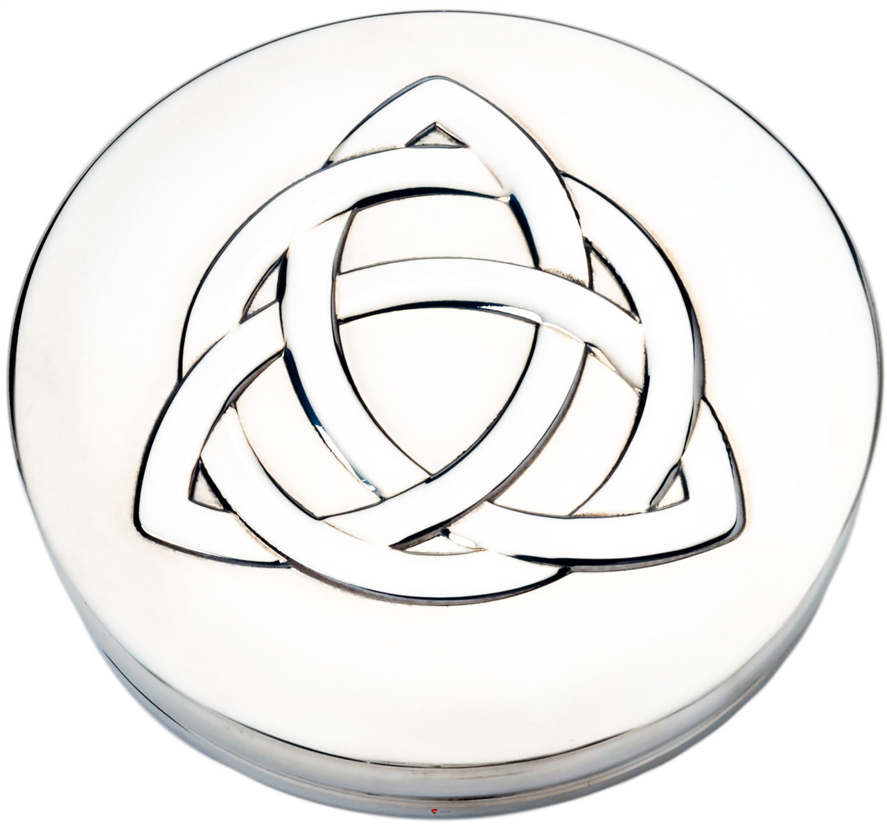 Trinket Box Pewter Large Celtic Triangle Design on Lid 90mm