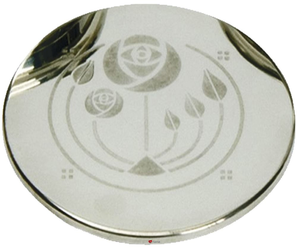 Set of Four Drinks Coasters Pewter Rennie Mackintosh Glasgow Bouquet Pewter Holder