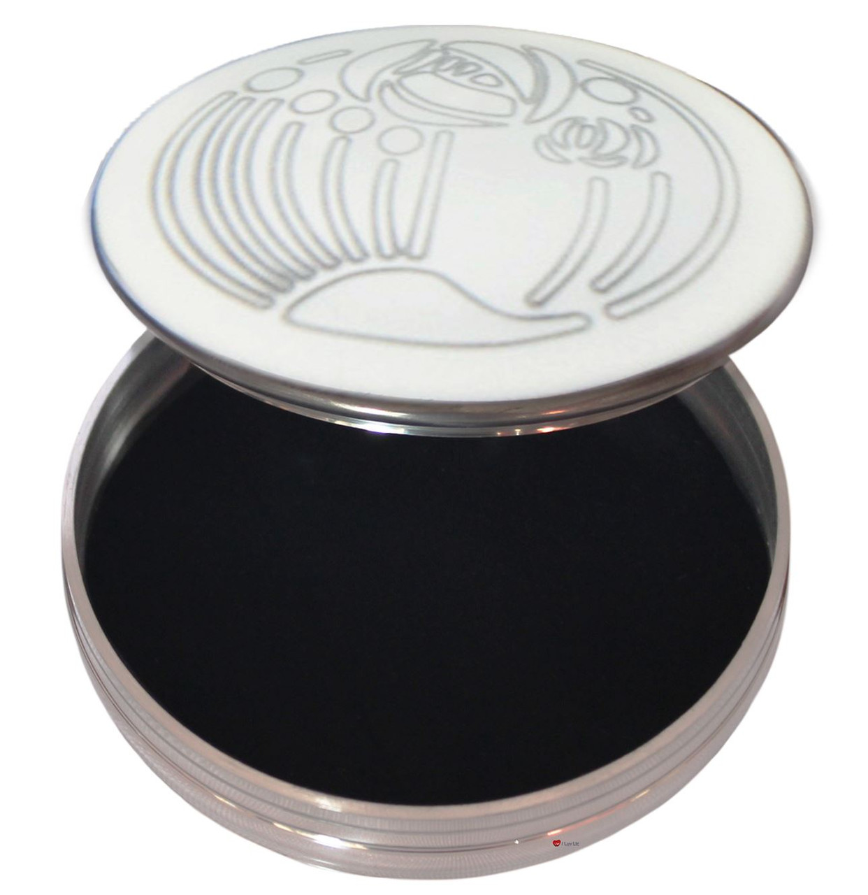 Trinket Box Pewter Round with Charles Rennie Mackintosh Glasgow Rose Lid 50mm