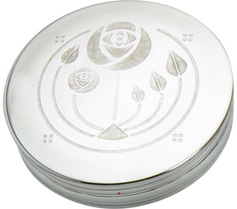 Trinket Box Pewter Large Glasgow Rose Bouquet Embossed on Lid 90mm