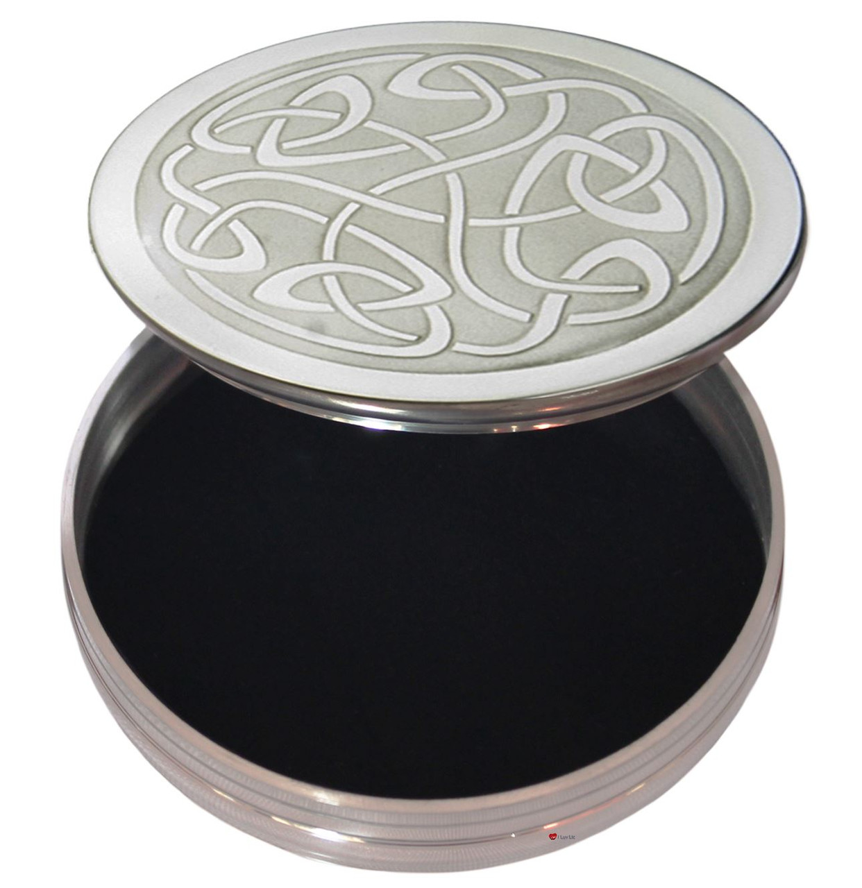 Trinket Box Pewter Large Celtic Scrolling Design on Lid 90mm