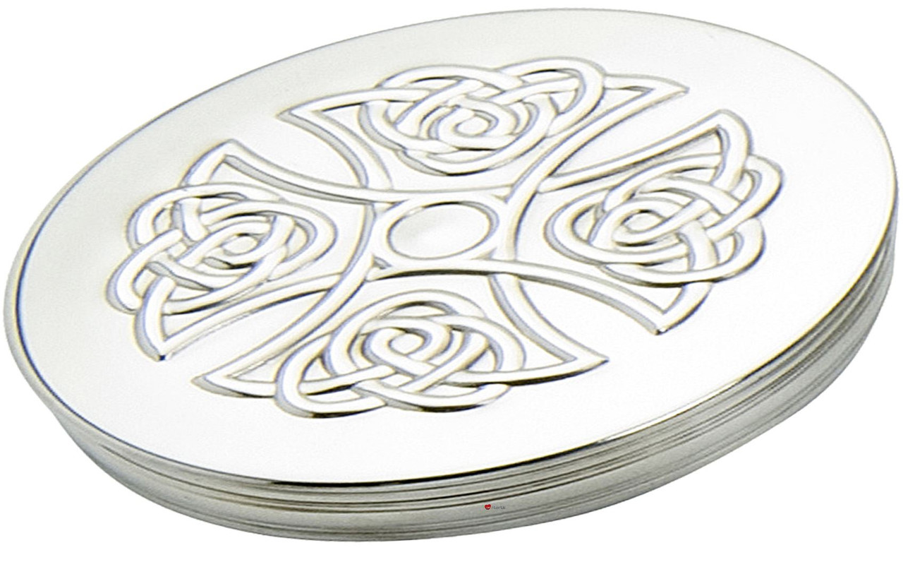 Trinket Box Pewter Large Celtic Knot Motif Cross on Lid 90mm