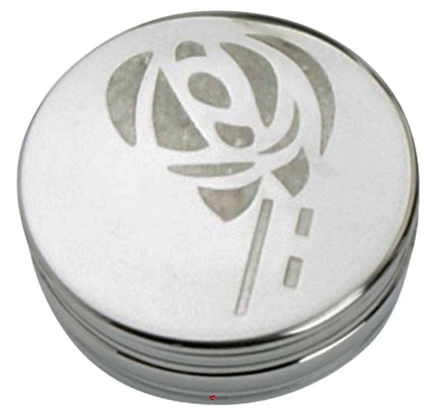 Trinket Box Pewter Round with Scottish Mackintosh Simple Glasgow Rose Lid 50mm