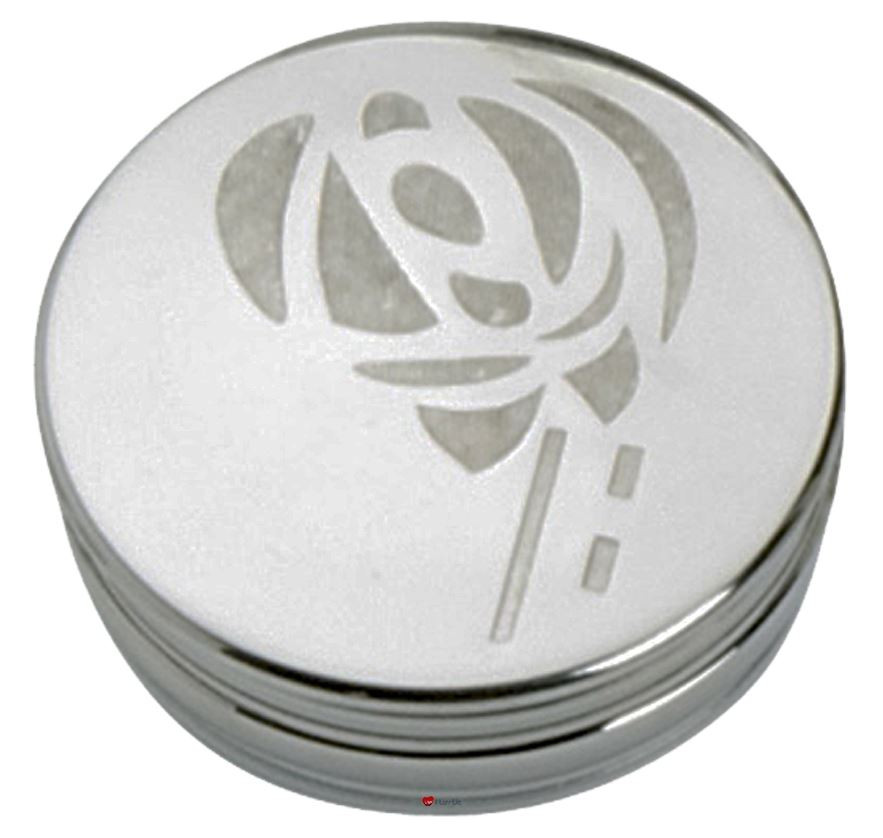 Trinket Box Pewter Round with Scottish Mackintosh Simple Glasgow Rose Lid 50mm
