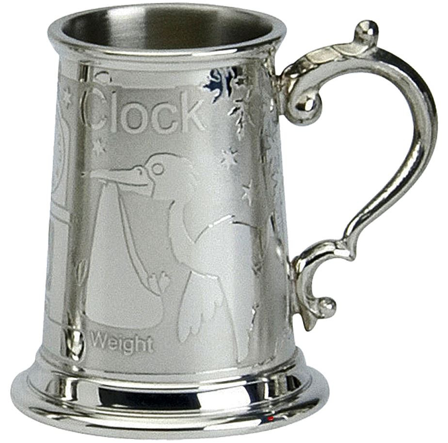 Christening Baby Tankard Engravable With Weight Name and Time Great Gift