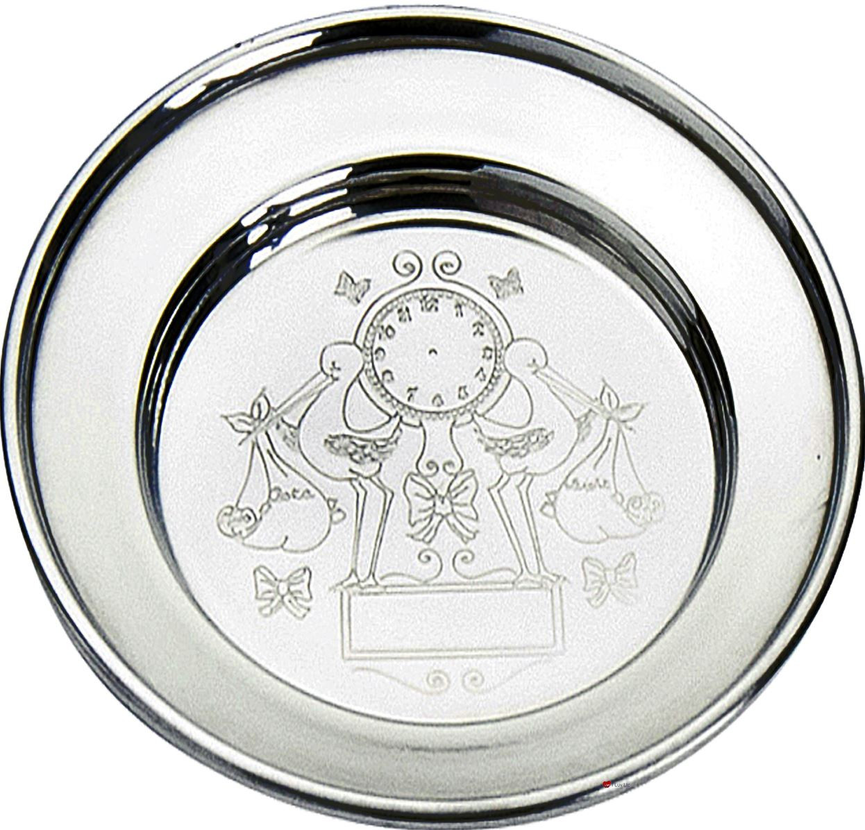 Christening Pewter Stork Plate Baby Name Weight Date Time Engravable Great Christening Gift
