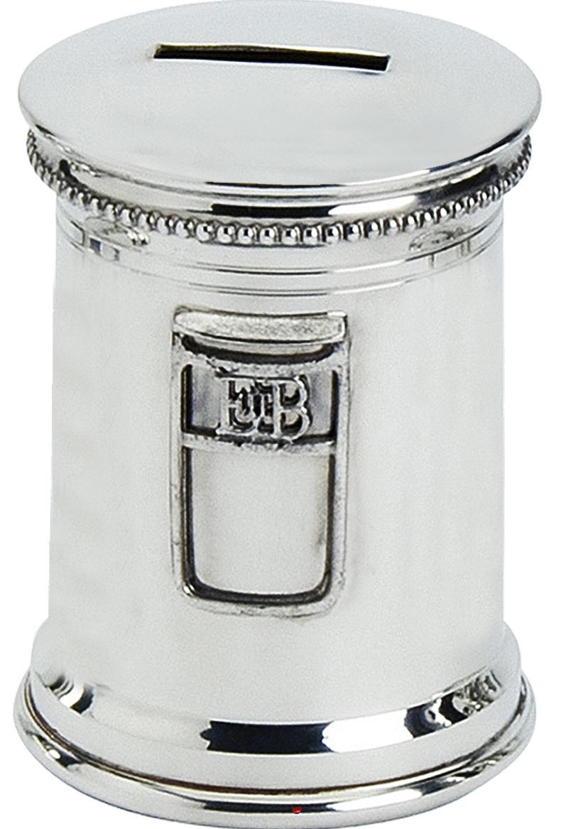 Pewter Piggy Bank For Children Post Box Shaped Money Box Ideal Christening Gift