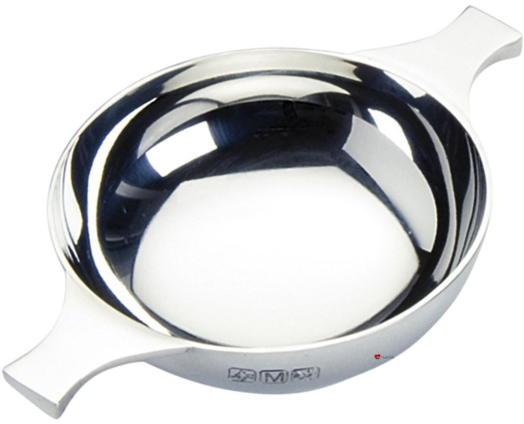 Quaich Scottish Pewter Polished With Feature Touch marks 4" Cup of Friendship Ideal Gift