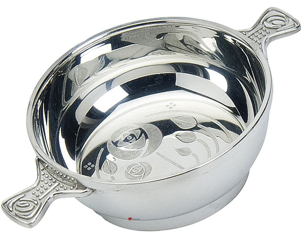 Quaich Scottish Pewter Charles Rennie Macintosh Glasgow Rose Handles 4" Bowl Ideal Gift