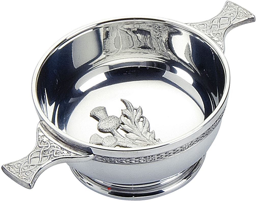 Scottish Quaich Celtic Handles Embossed Thistle 4" Cup of Friendship Ideal Gift Ideal Gift