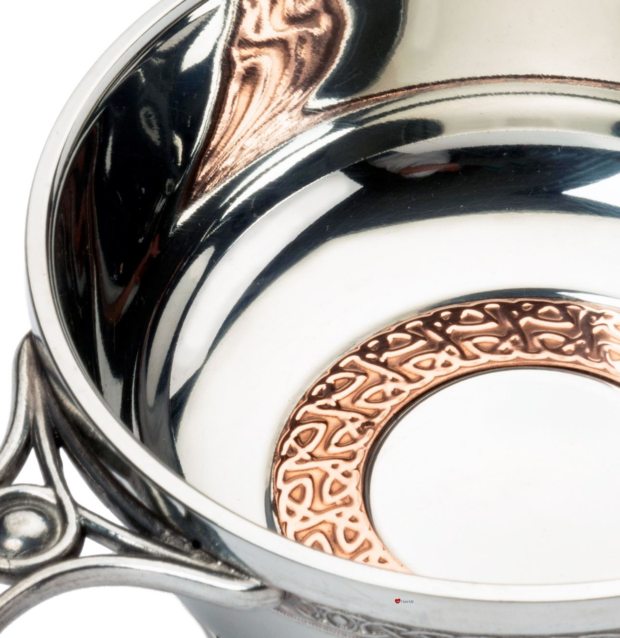 4" Quaich with Scottish Celtic Design Copper Ring Insert Celtic Handles Ideal Gift