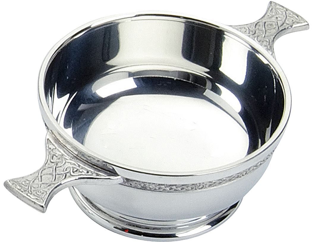 Scottish Quaich Celtic Handles Wiring Pewter 4" Cup of Friendship Great Gift Ideal Gift