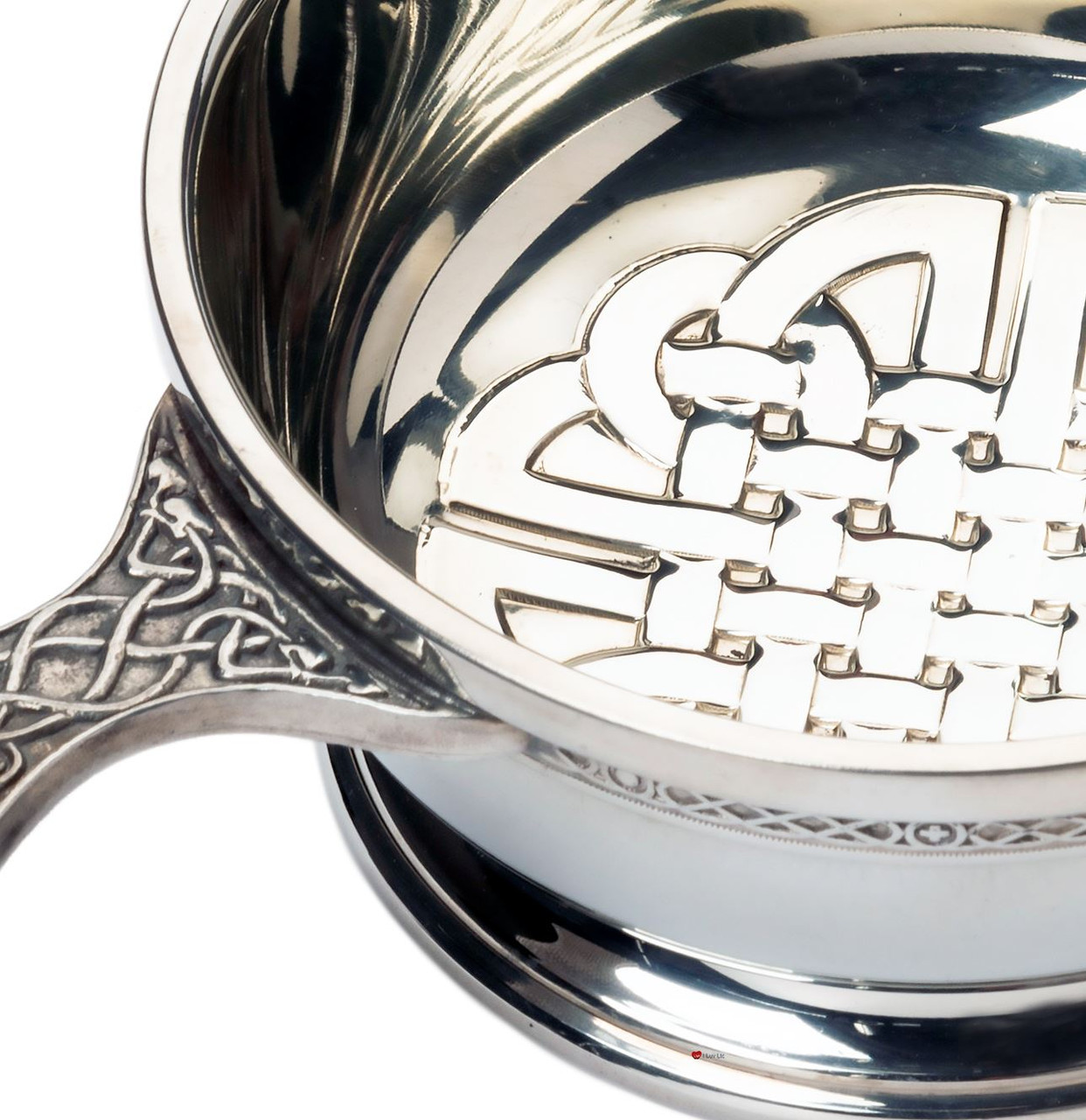 Scottish Design Pewter Quaich with Keltic Knot Design With Celtic Handles 4" Ideal Gift
