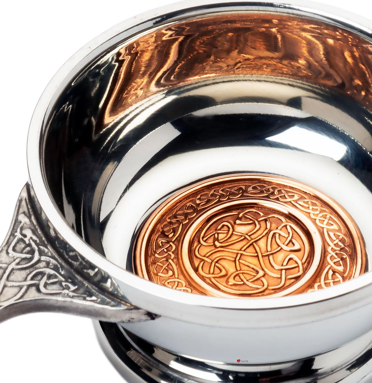 2" Quaich with Scottish Celtic Design Copper Insert Celtic Design Handles Ideal Gift
