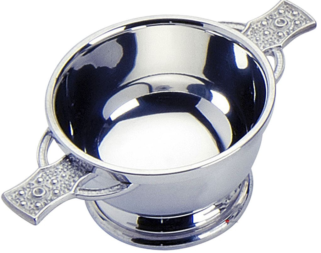 Scottish Quaich Celtic Serpent Wiring Handles 2" Bowl Pewter Cup of Friendship Ideal Gift