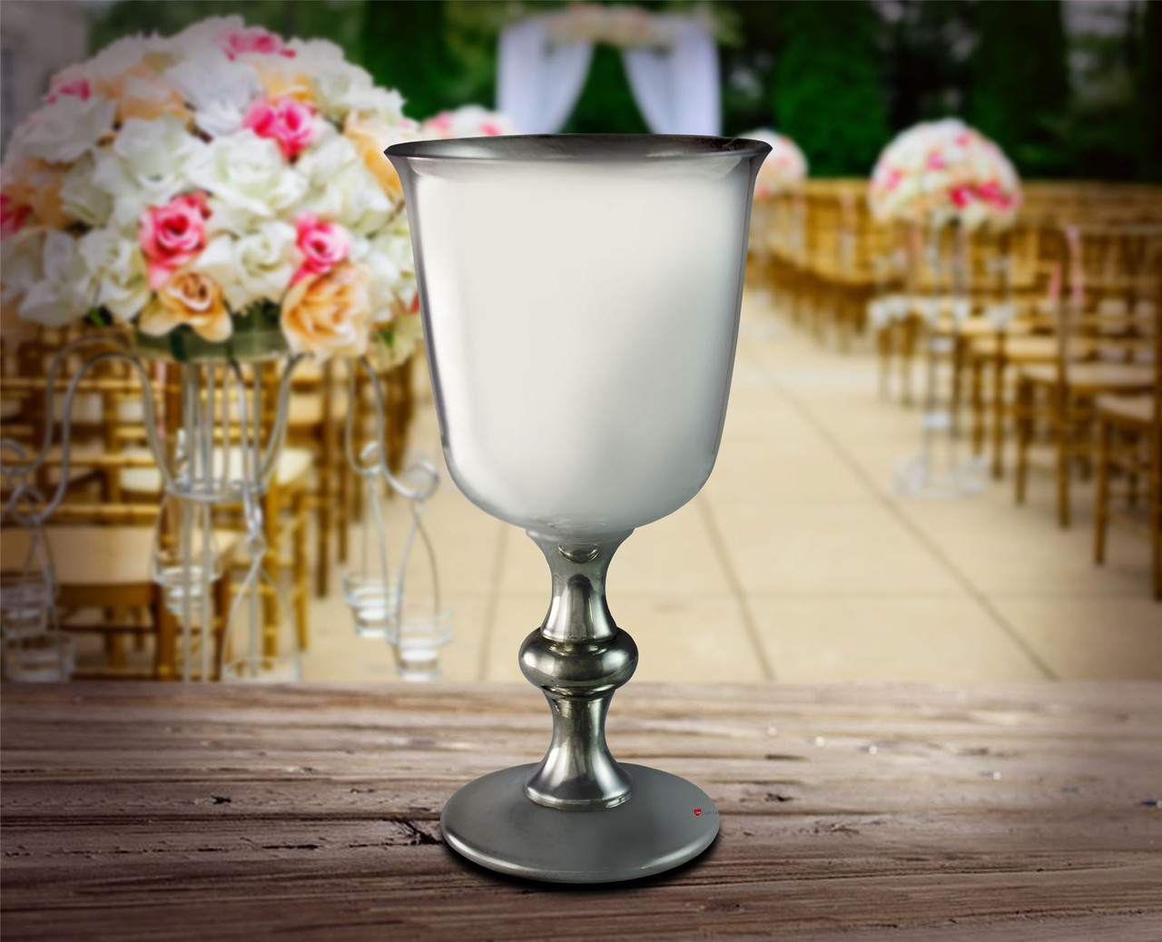 Pewter Chalice Wine Goblet Plain Design Flared Lip Shaped Stem 6" Ideal Gift