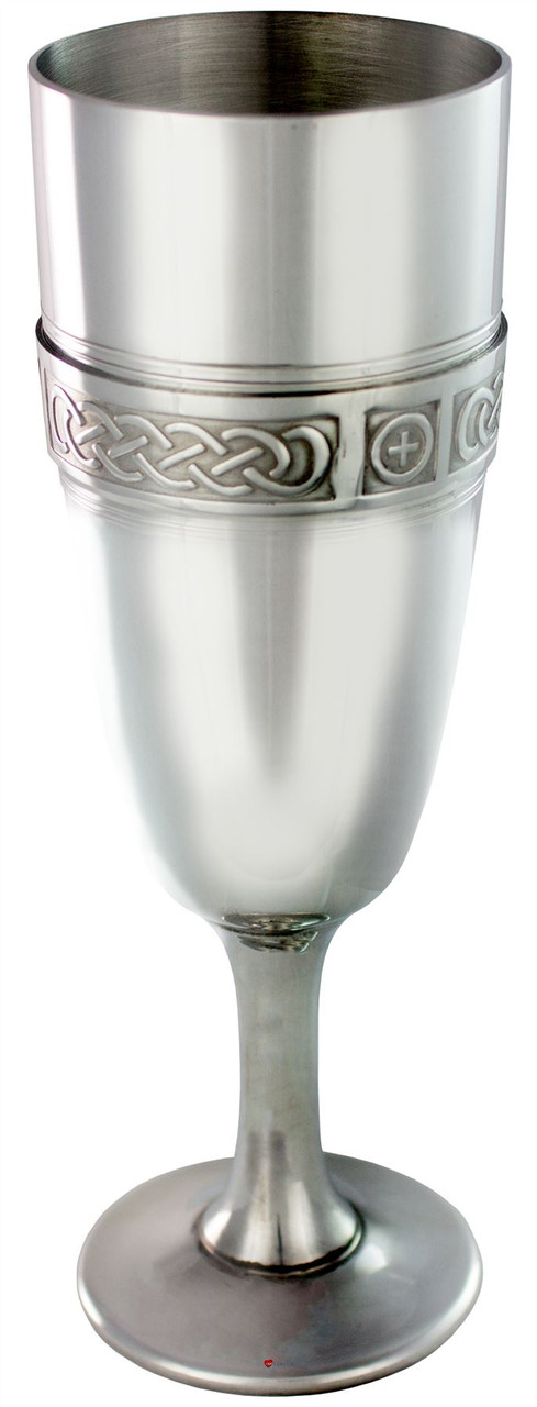 Pewter Celtic Banded Champagne Flute and Wine Goblet 6" Ideal Wedding Gift