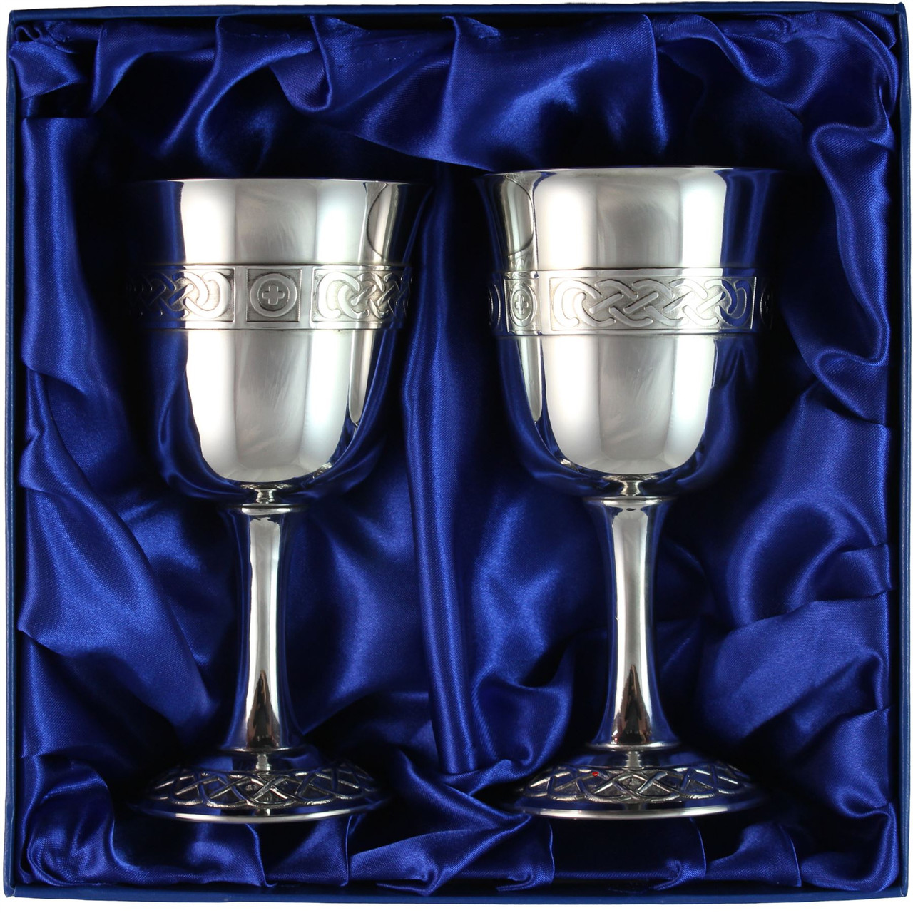 Pewter Stemmed Medieval Goblets Presentation Boxed Ideal Wedding Gift
