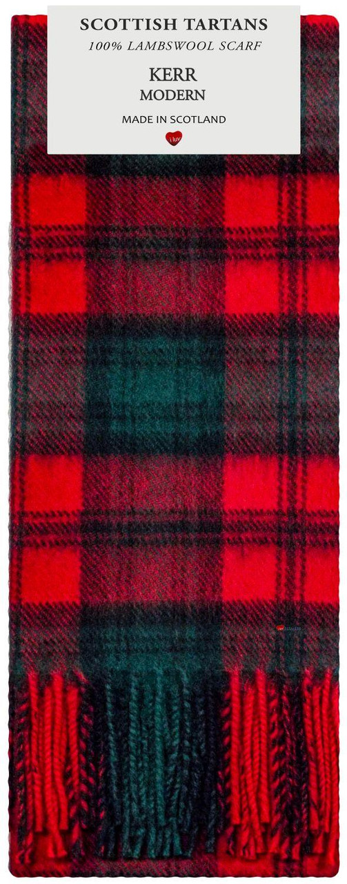 Kerr Modern Tartan Plaid 100% Lambswool Clan Scarf Made in Scotland