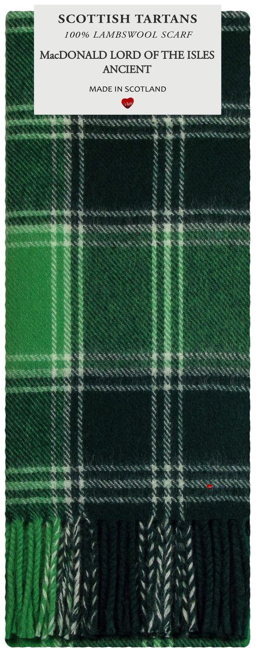 MacDonald Lord of the Isles Ancient Tartan Plaid 100% Lambswool Clan Scarf