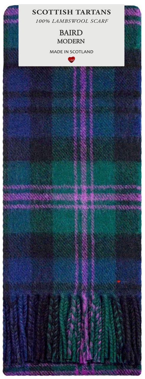 Baird Modern Tartan Plaid 100% Lambswool Clan Scarf Made in Scotland