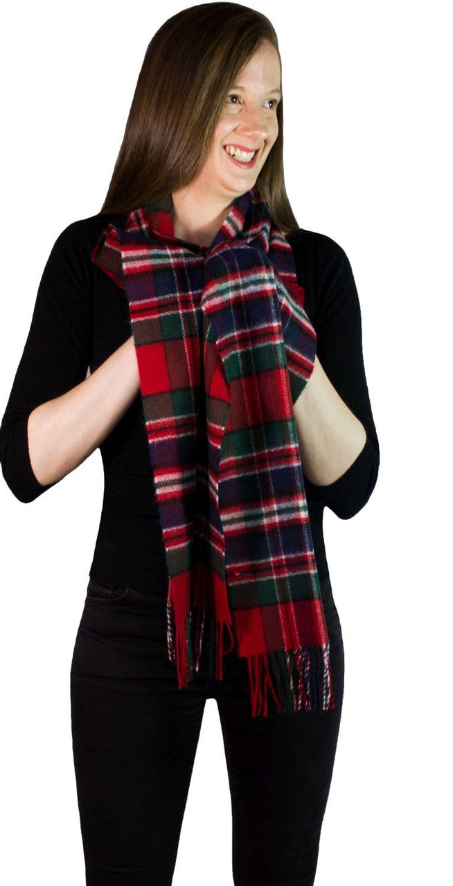 MacGregor Clan Modern Tartan Plaid 100% Lambswool Clan Scarf Made in Scotland
