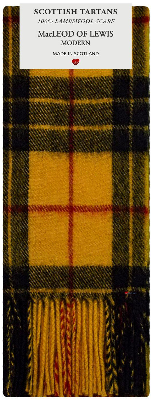 MacLeod of Lewis Modern Tartan Plaid 100% Lambswool Clan Scarf Made in Scotland