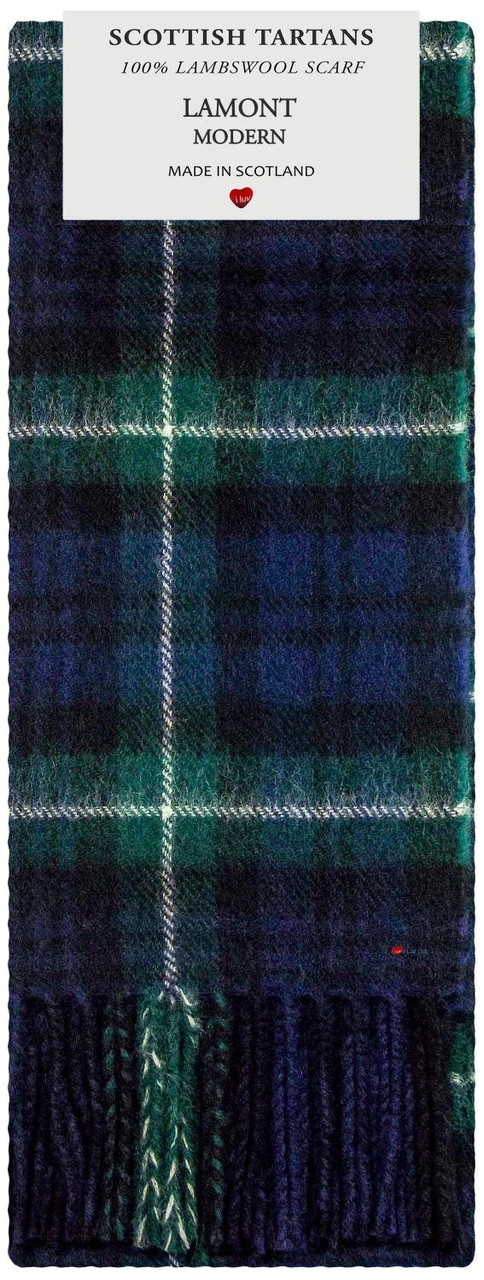 Lamont Modern Tartan Plaid 100% Lambswool Clan Scarf Made in Scotland