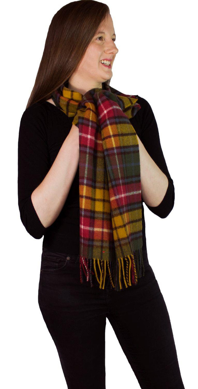 Buchanan Antique Tartan Plaid 100% Lambswool Clan Scarf Made in Scotland