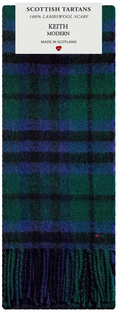 Keith Modern Tartan Plaid 100% Lambswool Clan Scarf Made in Scotland
