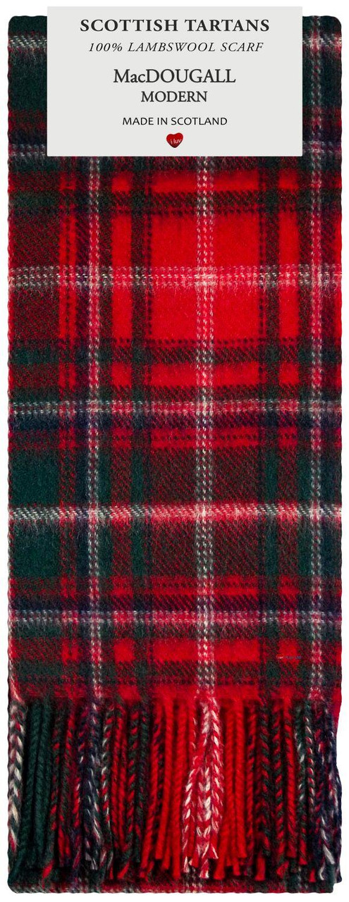 MacDougall Modern Tartan Plaid 100% Lambswool Clan Scarf Made in Scotland