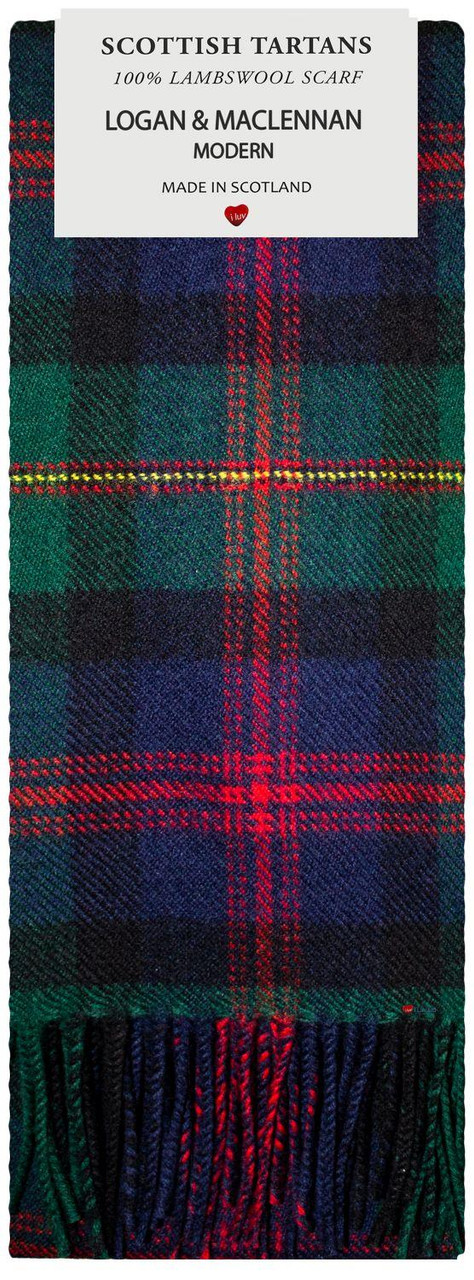 Logan & MacLennan Modern Tartan Plaid 100% Lambswool Scarf Made in Scotland