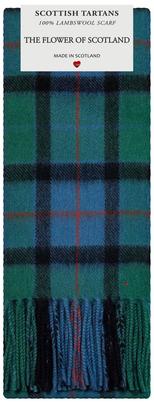 Flower of Scotland Tartan Plaid 100% Lambswool Clan Scarf Made in Scotland