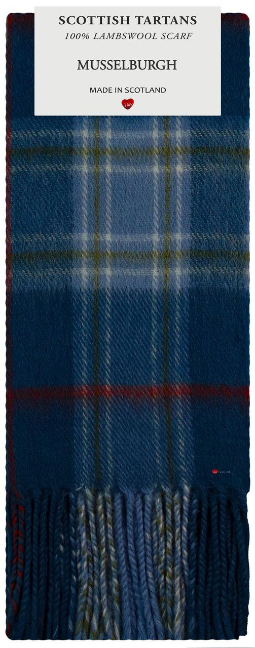 Musselburgh Tartan Plaid 100% Lambswool Clan Scarf Made in Scotland