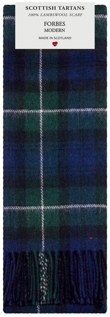 Forbes Modern Tartan Plaid 100% Lambswool Clan Scarf Made in Scotland