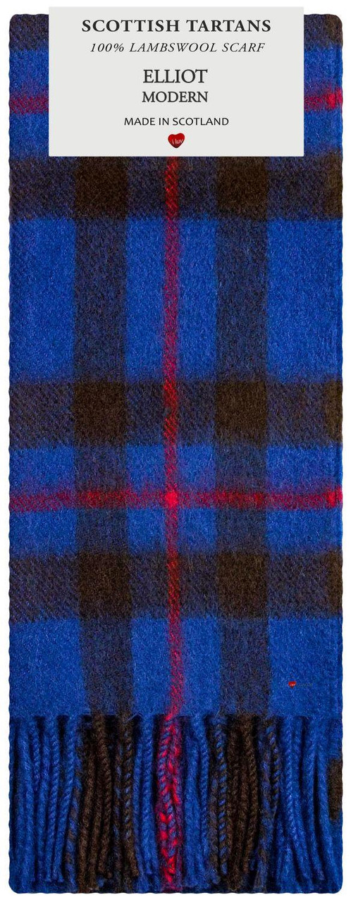 Elliot Modern Tartan Plaid 100% Lambswool Clan Scarf Made in Scotland