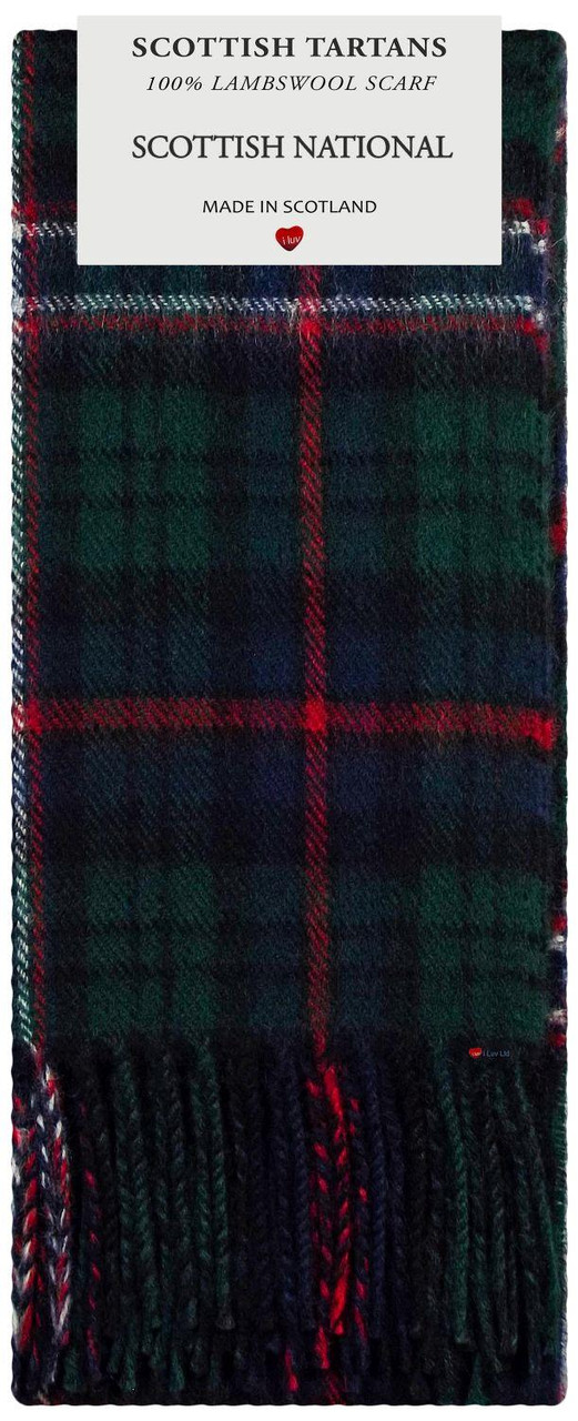 Scottish National Tartan Plaid 100% Lambswool Clan Scarf Made in Scotland
